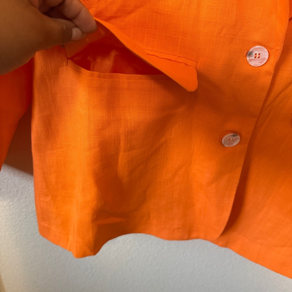 White Fox Not So Basic Bright Orange Blazer Sz M … - image 4